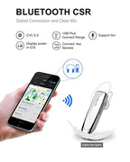 New bee Bluetooth Earpiece V5.0 Wireless Handsfree Headset 24 Hrs Driving Headset 60 Days Standby Time with Noise Cancelling Mic Headsetcase for iPhone Android Laptop Truck Driver, White
