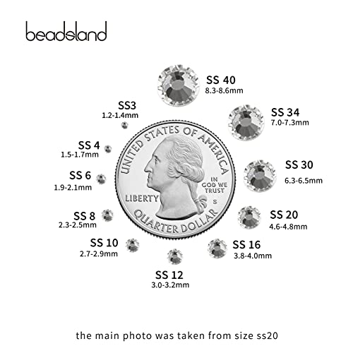 beadsland Flat Back Crystal Rhinestones Round Gems for Nail Art and Craft Glue Fix, Crystal, 10mm, SS50/144pcs