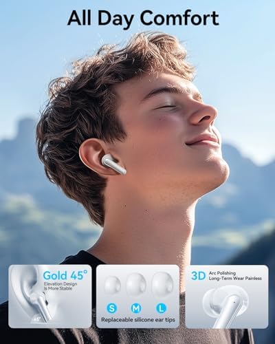 Wireless Earbuds, Bluetooth Ear Buds Headphones with LED Charging Case, Deep Bass Stereo Sound, 40 Hours Playtime, IP7, Lightweight in-Ear Earphones for iPhone Android Sports Workout