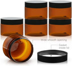 TUZAZO 4 Oz Amber Plastic Cosmetic Jars Leak Proof Small Container with lids for Cream, Lotion, Powder, Ointments, Beauty Products, 6 Pcs