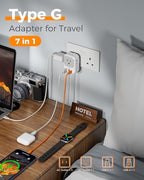 US to UK Plug Adapter, TESSAN Type G Travel Converter with 3 USB Charger(1 USB C Port), 4 Outlets Power Adaptor for USA to Qatar Ireland Hong Kong England Scotland Kenya Dubai London British