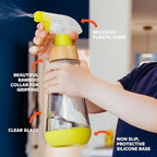 Full Circle Bottle Service - Refillable Glass Spray Bottle for Cleaning - Versatile Stream & Mist Options, Bamboo Details, Silicone Boot - Ideal for Non-Toxic Solutions & Plant Care, 16oz, Green