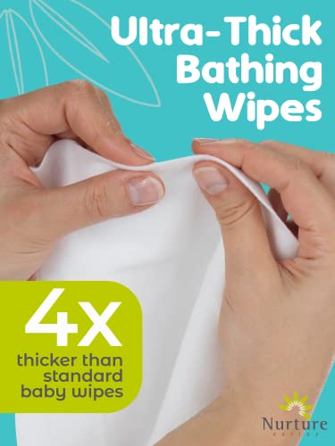 Nurture Valley XL Ultra Thick Body Wipes for Adults w/Aloe | 120 Extra Large Disposable Cloth, Waterless Shower Bath Wipe for Women, Men & Elderly