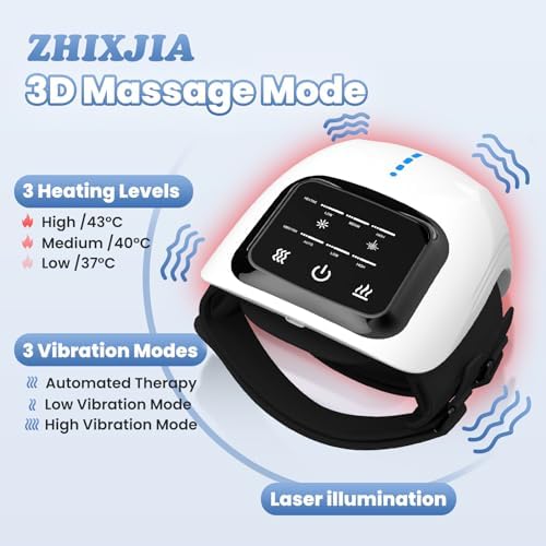 Red Light and Massage Therapy, 3-in-1 Smart Portable Knee Massager, 3 Vibration Modes and 3 Heating Levels LED Vitality Joints Knee Massager, Gift for Men and Women