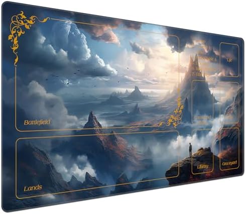 DEGDFSGR for MTG Playmat with Zones 24 x 14 inches for TCG Playmats Non-Slip Rubber Base Commander Play Mat for Magic The Gathering Playmat Iorcana Trading Card Game, High Mountains & Sea of Clouds
