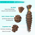 30# Auburn Brown Human Braiding Hair 16 Inch 50 g 1 Bundle Deep Wave Bulk Human Hair for Braiding Curly Human Hair for Boho Braids Wet and Wavy Hair Extensions No Weft Micro Braiding Hair
