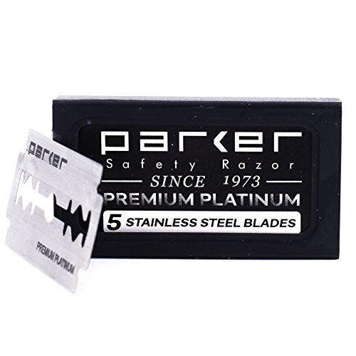 100 Count, Parker Safety Razor Double Edge Safety Razor Blades, Premium Platinum Stainless Steel Razor Blades with PTFE, Tungsten and Chromium Coated Edges for Smooth, and Comfortable Shaves