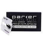 100 Count, Parker Safety Razor Double Edge Safety Razor Blades, Premium Platinum Stainless Steel Razor Blades with PTFE, Tungsten and Chromium Coated Edges for Smooth, and Comfortable Shaves