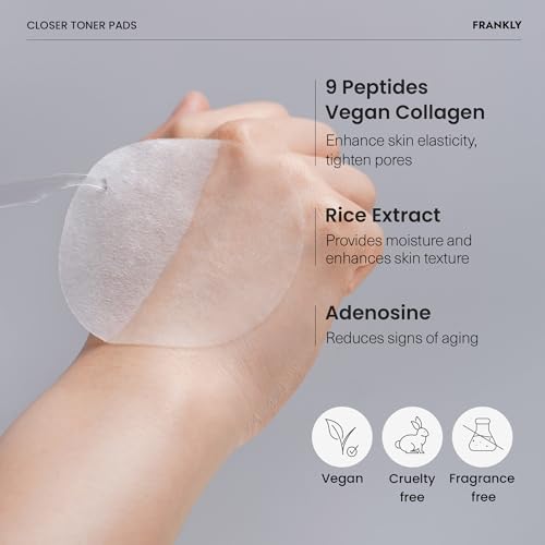 Frankly Closer Toner Pads 70pcs | Pore Minimizing & Moisturizing Jelly Pads for Smooth Skin | 9 Peptides, Vegan Collagen & Rice Extract | Vegan, All skin types, Korean Skincare | Valentines Day Gifts