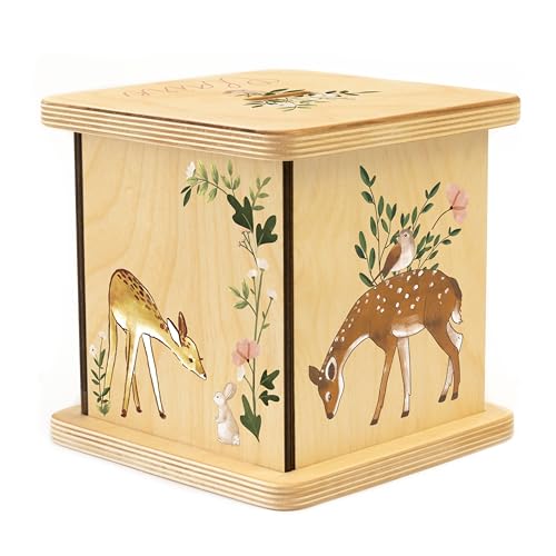 Wooden Piggy Bank for Kids and Adults, Personalized Gift Handmade in USA by BloomOwl, Custom Piggy Bank, Personalized Banks for Kids, Gifts for Baby Boys and Girls (Deer)