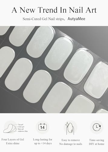 Semi Cured Gel Nail Strips (White Glazed Donut)-20 PCS Gel Nail Stickers | Gel Nail Wraps | UV Light Required, Salon Quality & Easy to Use