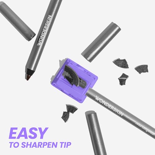 Wonderskin 1440 Longwear Black Glitter Waterproof Eyeliner Pencil - Sharpenable Eyeliner Pencil & Smudge Proof Eye Liner Pencils (Black Truffle)