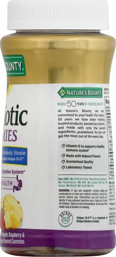 Nature's Bounty Probiotic Gummies, Immune Health & Digestive Balance, Pineapple, Raspberry and Orange Flavor Gummies, 60 Ct (Pack of 3)