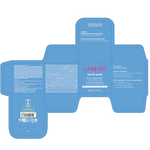 LANEIGE Water Bank Blue Hyaluronic Intensive Moisturizer with Peptides + Squalane: Eczema-Prone Skin, Barrier-Boosting, Nourish, Dryness