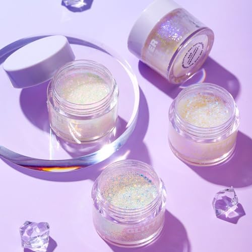 2 Pack Body Glitter Gel - Cosmetic-Grade, Color Changing Christmas Glitter Makeup for Face, Body, and Hair, Safe and Easy to Use, Perfect for Festivals Parties (01 Golden Mirage + 02 Stardust Pink)