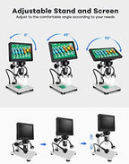 7" LCD Digital Microscope 1200X,Leipan 12MP Coin Microscope with Screen for Adults,1080P Video Microscope with 32GB TF Card and 12pcs Slides,Wired Remote,2 Side Lights,Windows/Mac OS Compatible