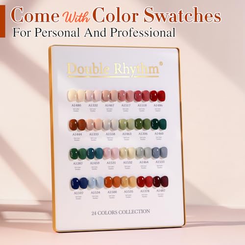 Double Rhythm 28Pcs 0.5Oz Gel Nail Polish Set Same Color Same Bottle Soak Off Gel Polish Kit Nail Art Manicure Salon DIY at Home for Women (Burgundy Green Collection-T24-1)