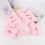 Casoty 12 Pcs Pink Spa Headbands, Makeup Headbands for Women, Soft Coral Fleece Headbands for Makeup, Bow Hair Band for Face Washing Shower Skin Care Yoga