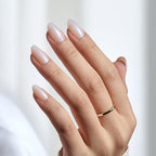 BTArtbox Press On Nails Short - Soft Gel Chrome Press on Nails Short Oval Nails Fake Nail with Nail Glue, Fit Perfectly, Reusable Glue On Nails in 16 Sizes, Chrome Pearl