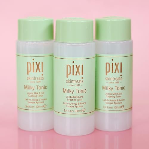 Pixi Milky Tonic, Calming & Hydrating Pads Containing Jojoba Milk, Infused with Oat Extract to Soothe, Alcohol-Free Daily Nourishing Toner, 3.4 fl oz/ 100 mL