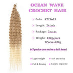 ZRQ 24 Inch Ocean Wave Crochet Hair 7 Packs Curly Braiding Hair Deep Wave Twist Crochet Hair for Boho Goddess Box Braids Goddess Locs Bohemian Braiding Hair Extensions #T27613