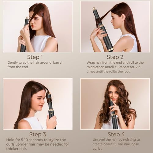 Blow Dryer Brush 5 in 1, Negative Ion Hair Dryer Brush Set Air Styler Curling Wrap Air Curler, Upgrade Hot Air Brush Curling Iron Hair Styling Tools As A Gift for Straight/Curling/Drying/Smoothing