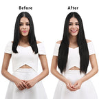 REECHO 18" Straight Long 4 PCS Set Thick Clip in on Hair Extensions Black Brown