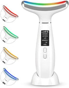 Red-Light-Therapy-for-Face and Neck, Anti-Aging Facial and Neck Massager, Soothing and Relaxing Face Massager Device with 4 Color LED Therapy, Vibration and Thermal Functions for Skin Care (White)