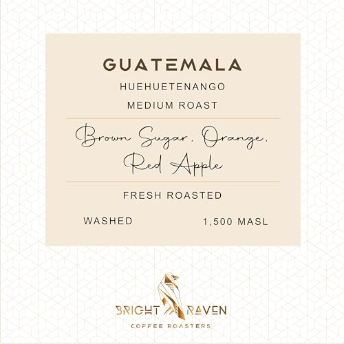 Bright Raven Coffee Roasters - Organic Guatemala, Single Origin, Whole Bean, Medium Roast, 12 Oz, 100% Arabica, Fresh Roasted, Specialty Coffee, USDA Certified Organic, Low Acid