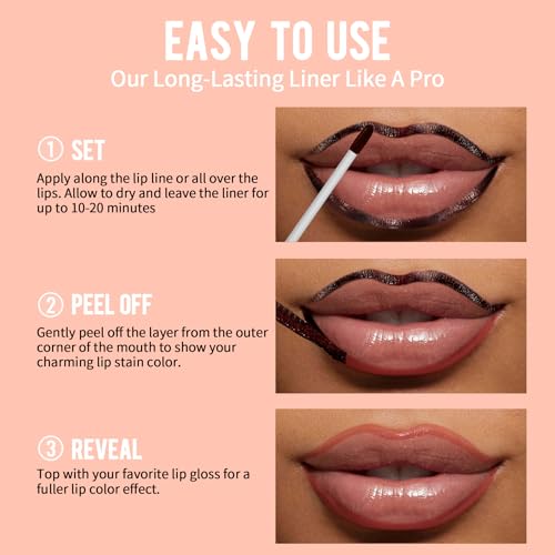 iMethod Lip Stain - Lip Liner Stain, Peel Off Lip Stain with Tweezer, Natural Long Lasting Lip Stain Peel Off, Waterproof, Easy to Use, Stay On All Day, Rose