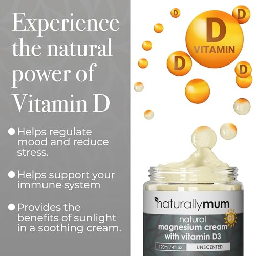 Magnesium Cream with Vitamin D3 [4 Fl Oz] - Magnesium Calm Cream and Vitamin D Lotion - Magnesium D3 Cream - Calming Cream Magnesium and Vitamin D - Turmeric & Arnica Cream - Unscented