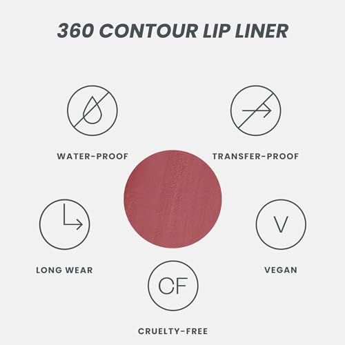 Wonderskin Lip Liner Pencil - 360 Contour Lipliner, Long Lasting, Sharpenable, Waterproof and Transfer-Proof Nude Lip Liner Pencil (Rosewood)