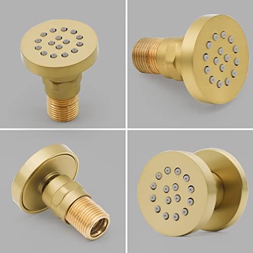 Brass Round Shower Body Spray Jets 4 Pack, HOMEDEC Spa Massage Nozzle 2inch Rain Showerhead Wall Mount Rainfall Shower Head Sprayer, Brushed Gold