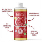 Brittanie's Pure Castile Liquid Soap Peppermint – 2 Pack (32oz Each) | Natural, Organic, Multi-Purpose Soap for Body, Face, Home & Pets | Vegan, Sulfate-Free, Made in USA