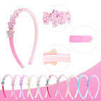 Fishdown Headband for Kids Girls, 10Pcs Rainbow Glitter Hairband for Toddler Heart Rainbow Star Non-slip Headbands with Teeth