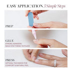 Glamnetic Press On Nails - Winter Glaze | Short Almond Snowflake Nails with French Tips, Reusable Stick On Fake Nails with Glue | Salon Quality | 15 Sizes - 30 Nail Kit