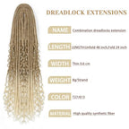 Boho Dreadlocks extension Synthetic Double Ends Dreadlocks with Curly Ended, 20 inches 5 Strands Fish-Bone Braids, Handmade Soft DE Dread Locks (DE 27/613, 24inch)