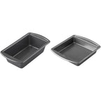 Wilton Advance Select Premium Non-Stick Loaf Pan, 9.25 x 5.25 Inches, Steel, Silver & Advance Select Premium Non-Stick Square Cake Pan, 9 x 9-Inch, Steel, Silver