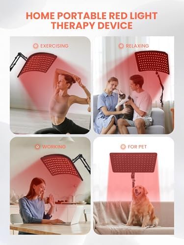 Red Light Therapy for Body, Infrared Light Therapy Lamp with Stand Portable 660nm 850nm Red Light Therapy for Face Back Home Heating Red Light Therapy Wrap Belt Gift for Women Men