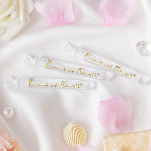 120 Count Wedding Mini Bubble for a Wedding Wands Bulk Heart Bubble Wand for Guests Send Off Party Supplies Valentine Anniversaries Celebration (Love)