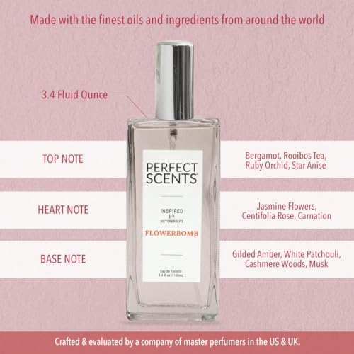 Perfect Scents Fragrances | Inspired by V&R’s Flowerbomb | Women’s Eau de ToileƩe | Vegan, Paraben, Phthalate Free | Never Tested on Animals | 3.4 Fl Oz