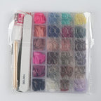 FANDAMEI Press on Nails Medium Length, 24 Pack 576PCS Glossy Medium Coffin Fake Nails Full Cover, Acrylic Short Ballerina False Nail tips with Nail Glue, Nail Adhesive Tabs, Nail File for Nail Art DIY