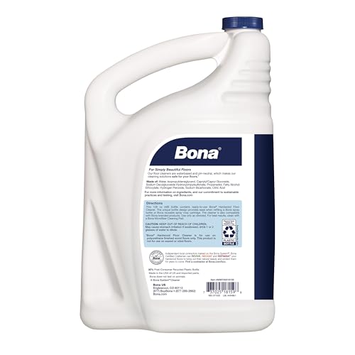 Bona Hardwood Floor Cleaner Refill, 128 fl oz, Unscented, Refill for Spray Mops and Bottles, Residue-Free Floor Cleaning Solution for Wood Floors