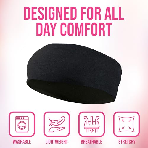 Styla Hair Headbands for Women Stretch Fashion Headbands 10 Pack Non-Slip Head Wraps Great for Spa, Sports, Yoga, Pilates, Running, Gym Headband, Workouts (Black)