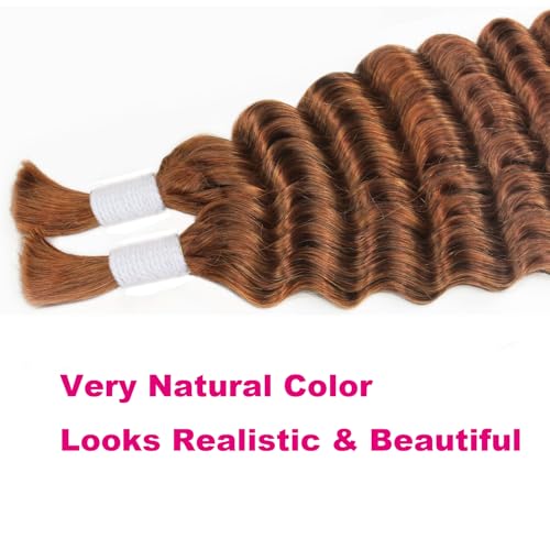 Deep Wave Braiding Hair 150g 20 Inch Bulk Human Hair Mixed Synthetic Curly Braiding Hair for Boho Braids No Weft Wavy Hair Bundles for Braiding (20Inch, #30)