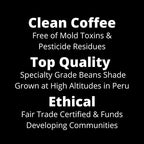 Mold Free Pure Health Coffee - Organic Fair Trade Specialty Grade Low Acid Clean Coffee 12oz (Ground)