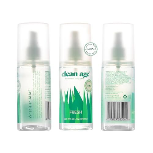 Aluminum Free Deodorant & Body Spray for Whole Body - Fresh 4oz - Clean Deodorant and Body Spray for Teen Boys and Girls - With AHA Fights Body Acne-Formula Specific Body Spray for Teens