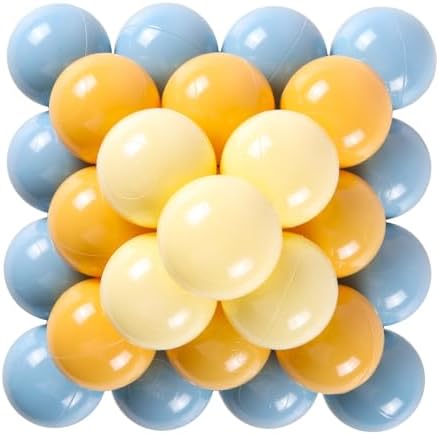 GOGOSO Ball Pit Balls for Toddler, Baby Plastic Playballs Kids Soft Pastel Pelotas Non-Toxic BPA-Free,Cream Yellow+Blue,100 Balls
