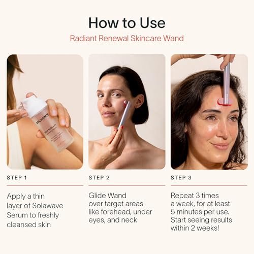 Solawave 4-in-1 Radiant Renewal Facial Wand & Skin Therapy Serum Bundle | Red Light Therapy for Face and Neck | Galvanic Skincare Wand & Massager | Anti-Aging Wrinkle Reduction | Solawave Original