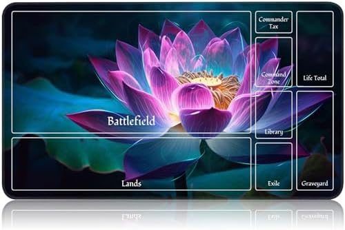 for MTG Game Playmat, for Magic TCG Rubber Play mat,Tabletop Card Playmats with Smooth Surface,Trading Card Inked Game Mat with New Zones,Battle Game,Colorful Glowing Lotu